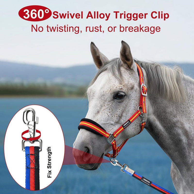 Fornyk Lunge Line for Horse, Equine Lunge Line with Solid Swivel Alloy Trigger Buckle for Accurate Equestrian Training, Competition and Daily Use, 26ft/8m (Blue-Red-Black) - Image 5